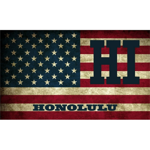 Honolulu Hi Hawaii Honolulu County Vintage Us Flag Decal Bumper Sticker 3m Vinyl 3 X 5 Walmart Com Walmart Com