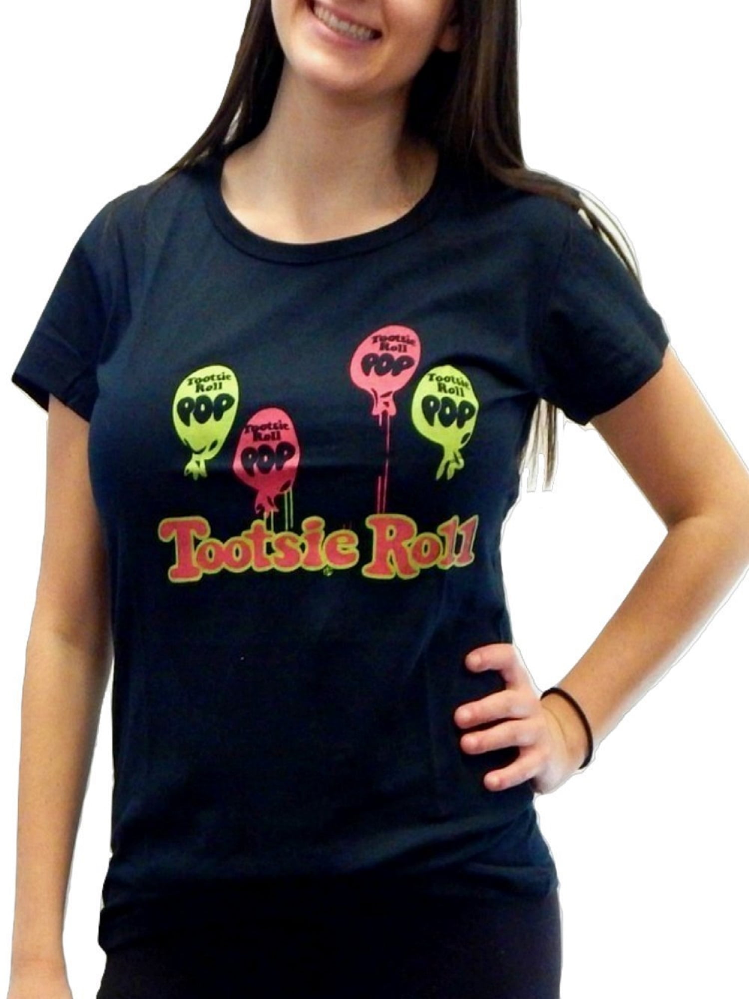 Roll Pop Juniors Short Sleeve T-Shirt Tee Top Candy Color T-Shirts (Size Medium, Black) - Walmart.com