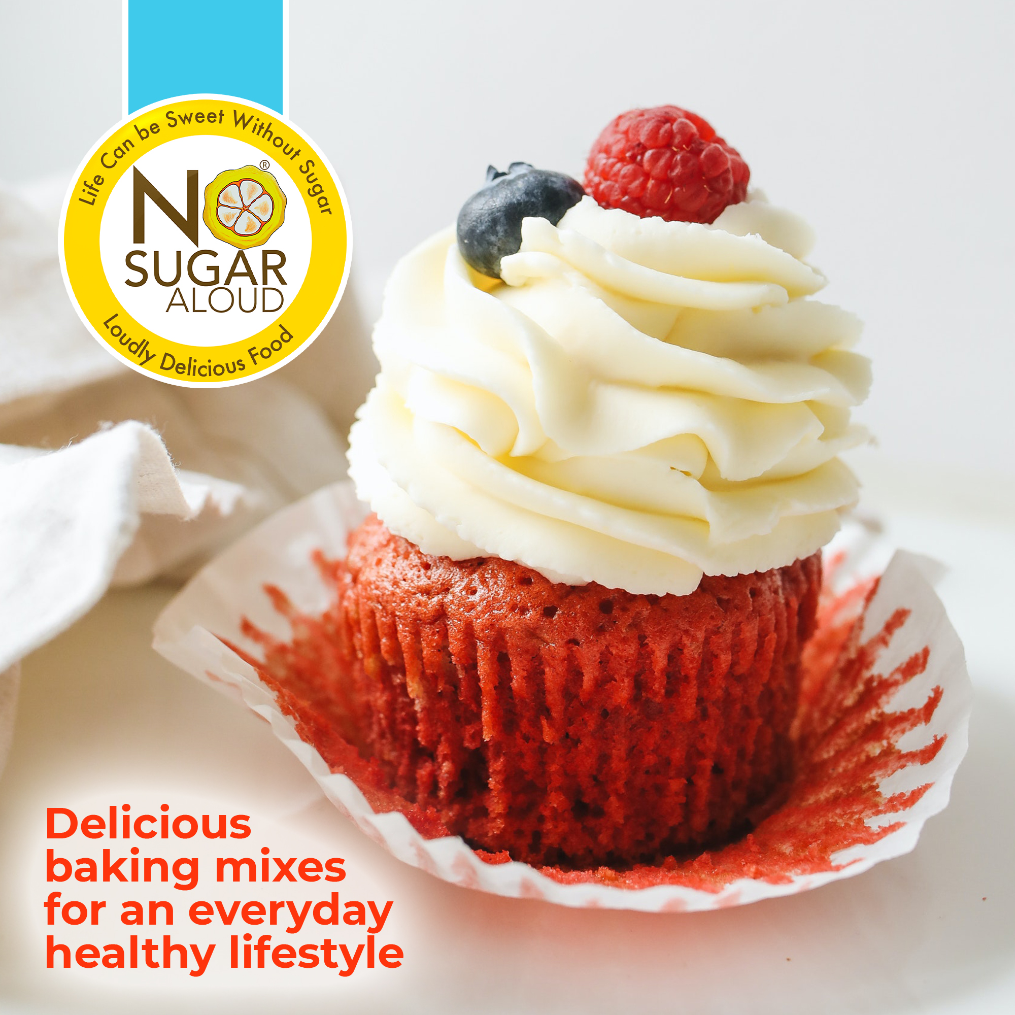 No Sugar Aloud - Low Carb Red Velvet Cake Baking Mix (Keto, Vegan, Gluten Free, No Added Sugar, High Protein, High Fiber, Diabetic Friendly)