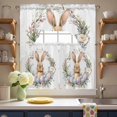 thumbnail image 3 of Easter Bunny Swag Curtains Valance & Tier Set, Watercolor Rabbit Yellow Blue Pink Egg Floral Leaf Wreath 3 Pcs Set Kitchen Swag Valances and Tiers 24 Inch Length Rod Pocket Curtain Drapes for Bedroom, 3 of 9