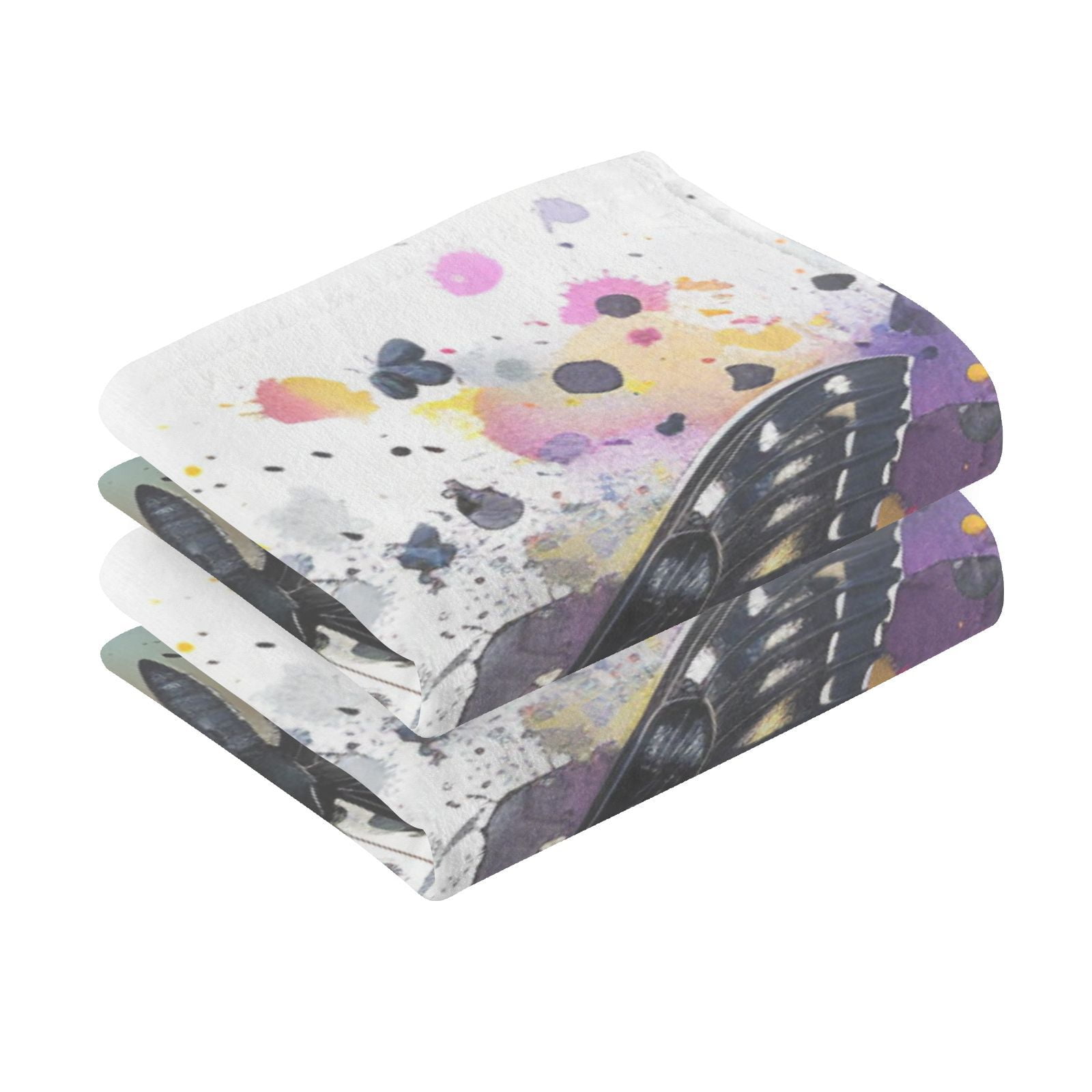 Black Butterflies Hand Towel Bath Towels Face Towels Cotton Absorbent for Home Hotel Spa Swimming Yoga Sports Decorative Towel Set of 2