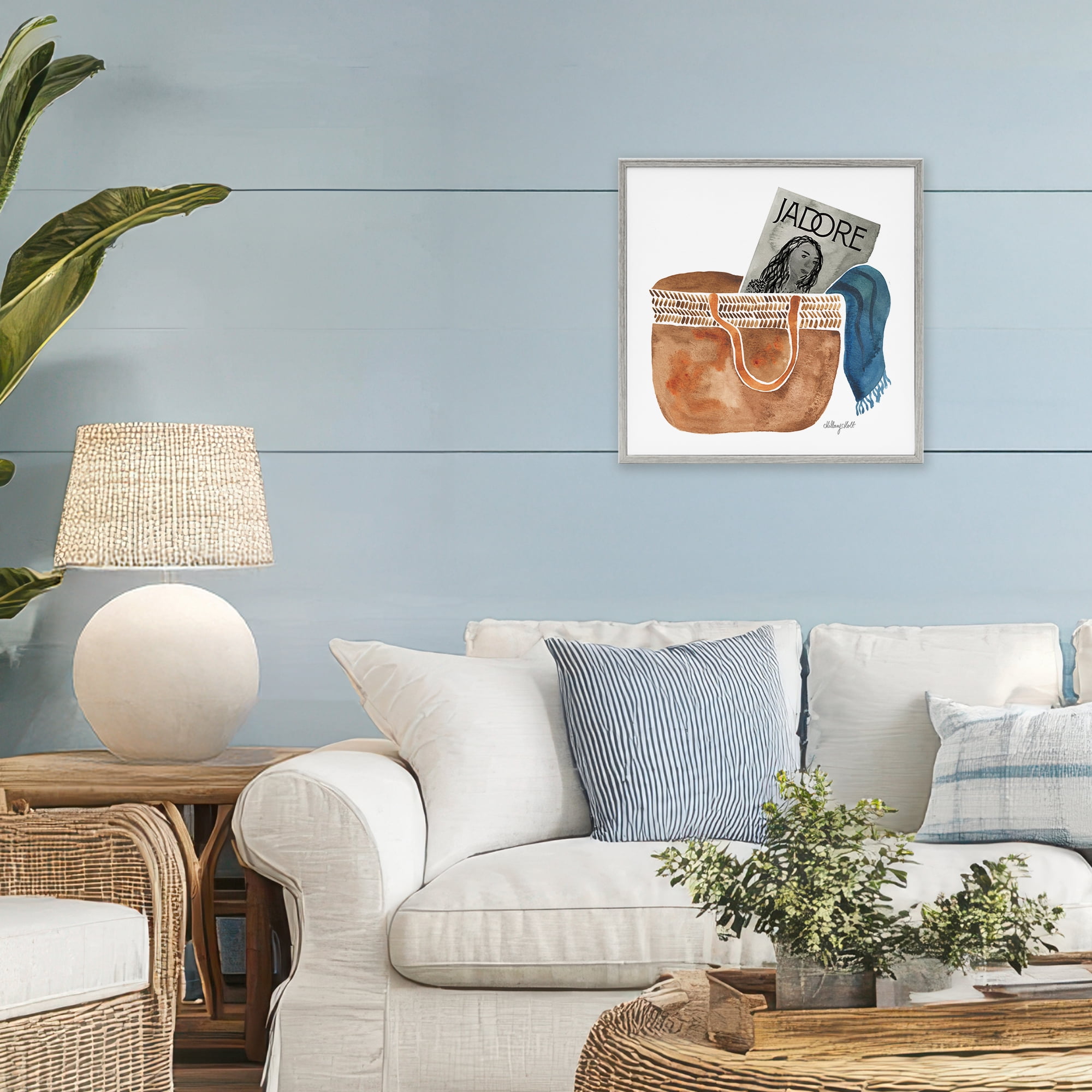Stupell Industries Tote & Fashion Magazine Gray Framed Giclee Art, design by Hillary Holt