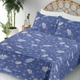 thumbnail image 3 of Ambesonne Romantic Fitted & Flat Sheet with Shams 4 Pcs Set, Feathers Cursive Scripts, Queen, Dark Ceil Blue Pale Mauve, 3 of 5