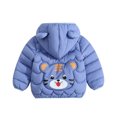 thumbnail image 4 of Spazoro Toddler Girls Hooded Puffer Jacket, Lightweight Animal Print Zip Up Long Sleeve Soft Warm Winter Outerwear for Little Girls Blue Size 0-1T, 4 of 9