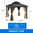 thumbnail image 2 of Dextrus 10'x10' Hardtop Gazebo with Nettings & Brown Curtains,Outdoor Double Roof Canopy Galvanized Aluminum Frame Tent,Sunshade for Garden, Patio, Lawns,  Black&Brown, 2 of 10