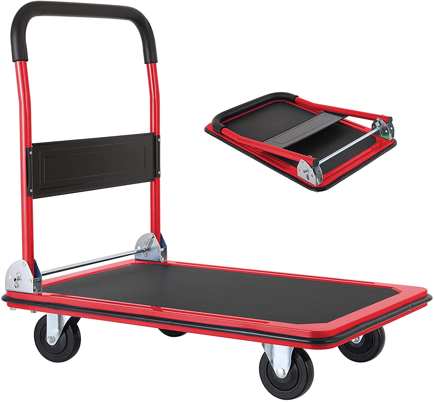 330 lbs Platform Hauling Cart Luggage Dolly Foldable Warehouse Push Hand Truck 