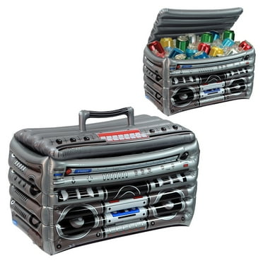 Beistle Pack of 6 Gray and Black Inflatable 80's Boom Box Cooler 16" x 24"