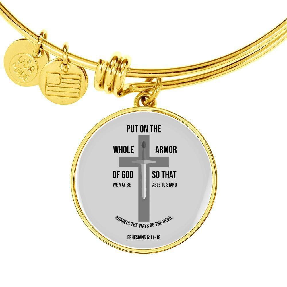 Express Your Love Gifts Ephesians 6:11-18 Circle Pendant Necklace Stainless Steel or 18k Gold 18-22