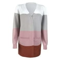 thumbnail image 5 of Cardigan Sweaters for Women with Pockets Long Sleeve Color Block Knit Jacket Outerwear Loose Fit Open Front Cozy Casual Womens Sweaters, 5 of 5