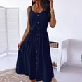 thumbnail image 2 of IROINNID Reduced Dress for Women 2023 Casual Cocktail Wedding Guest Dress Sleeveless Plain Round Neck And Mid-Calf Dress In Spring And Summer Shirt Dress,Navy, 2 of 8