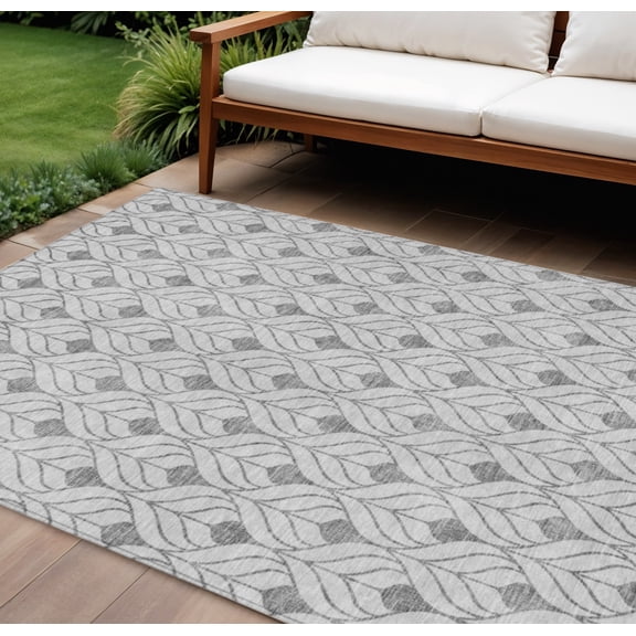 HomeRoots 595773 9 x 12 ft. Silver & Gray Geometric Washable Indoor & Outdoor Rectangle Area Rug