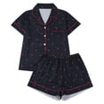 thumbnail image 3 of RMGVDSD Pajama Sets for Women Soft Women's Cherry Print Pajama Set Short Sleeve Button Down Shirt & Shorts Loungewear Sleepwear Set Women's Summer Sleepwear, 3 of 9