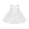 thumbnail image 4 of Graduation Dresses for Girls Flower Girl Dress Wedding Guest Beaded Tulle Satin Party Birthday Princess Pageant Gown Kids Tea Length White Dress for Girls Size 7-8, 4 of 8