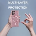 thumbnail image 6 of for Samsung Galaxy S22 Ultra Glitter Case with Camera Lens Protector, [Compatible with Magsafe] Slim TPU Clear Magnetic Case Cute Cover for Samsung Galaxy S22 Ultra CZ Rose Gold, 6 of 14