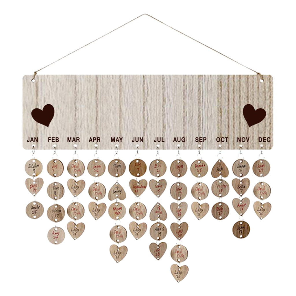 with Wooden Ornaments Unfinished Wood Slices 100 PCS Wooden Discs Wooden Calendar Birthday Reminder Wall Hanging Board Plaque DIY Wooden Crafts for Family Friends Birthday Reminder Home Wall Decor