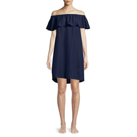 Ruffled Linen Off-the-Shoulder Dress