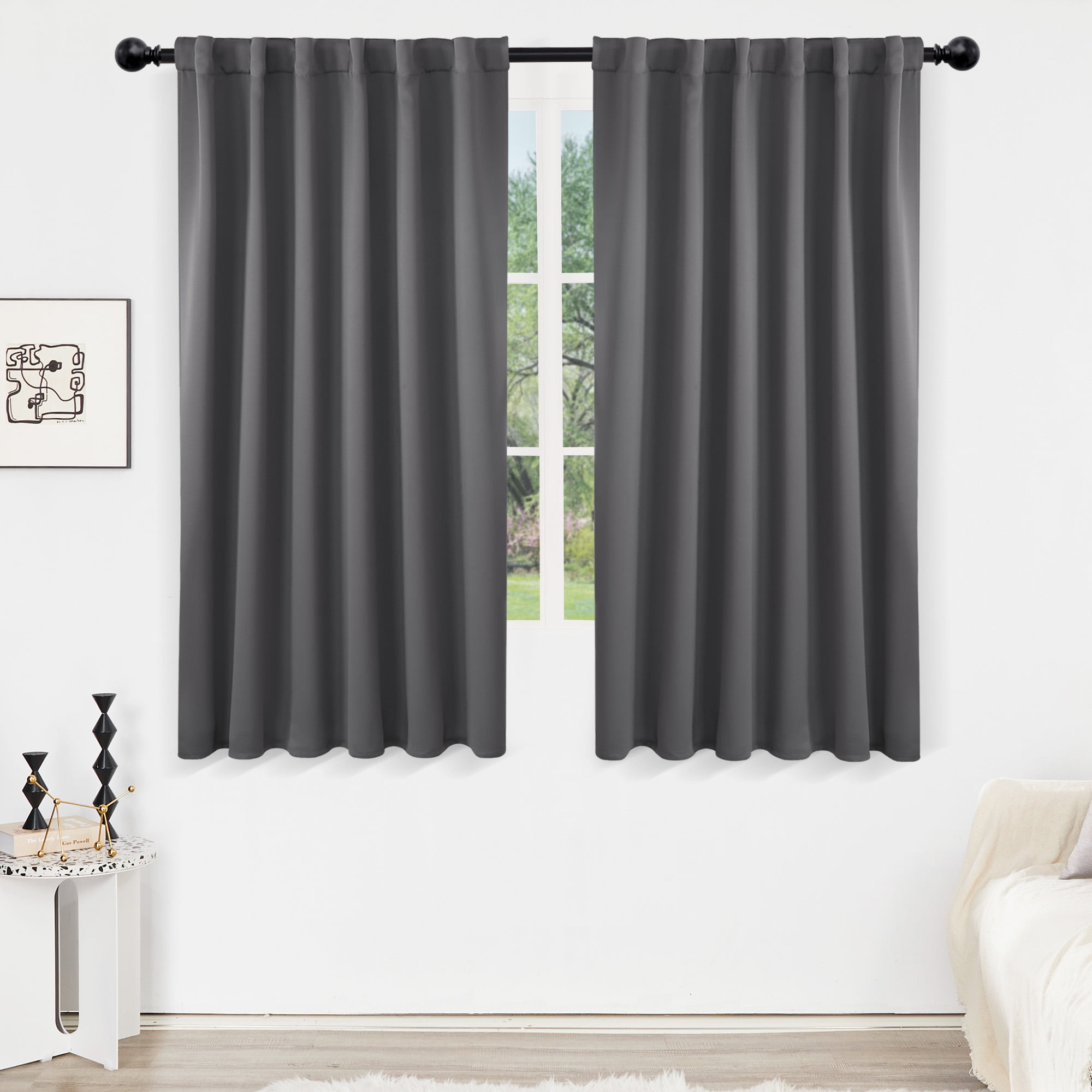Details about   Gray 144 inch H Fire Treated Velvet Curtain Panel w/Rod Pocket Extra Long Drape 