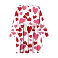 thumbnail image 5 of Girls' Watermelon Red Heart Print Long Sleeve Fit and Flare Dress - Soft Stretch Gathered Waist Casual Valentine’s Day Outfit for Kids Sizes 4-14,Size 7-8 T, 5 of 7