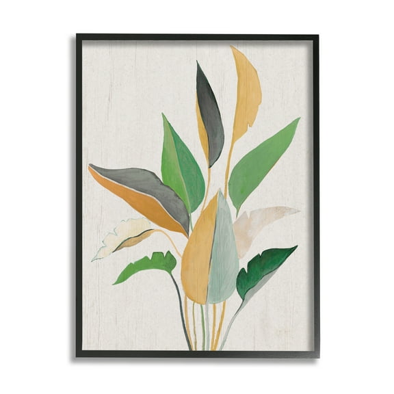 Stupell Industries Neutral Botanical Leaves Botanical & Floral Painting Black Framed Art Print Wall Art, 11 x 14