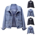 thumbnail image 6 of Gpaecead Women's Embroidered Floral Denim Jacket - Embellished Casual Long Sleeve Coat Black, 6 of 6