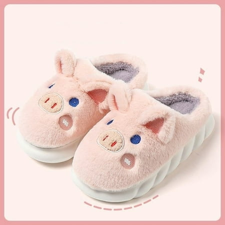 

CoCopeanut Cute Plush Slippers 3d Frog Shaped Slippers For Girls Shoes Women Winter Warm Closed Fluffy Fur Home Slippers Gift Furry Slides