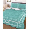 thumbnail image 3 of Quilts Twin Size, Turquoise Botanical Soft Comforter Bedding Set for Bed, Vintage Florals Geometric Minimalist Lightweight Quilted Bedspread with Pillow Cover(2 Pieces) for All Season, 68x86 Inch, 3 of 7