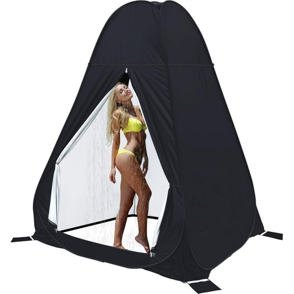 Shower Privacy Tent, 7FT Extra Large Pop Up Toilet Tent, Portable Outdoor Bathroom Shower Enclosure, Privacy Shelter for Changing Camping Hiking Beach Dressing, Fishing, UPF50 