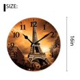 thumbnail image 2 of 16 Inch Wall Clock Battery Operated Silent Clock Decorative for Office, Kitchen, Outdoor, Living Room，Eiffel Tourist attraction in Paris France Brown Exquisite, 2 of 4