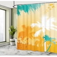 thumbnail image 5 of Ambesonne Tropic Shower Curtain, Funky Retro Vivid Palms, 69"Wx84"L, Marigold Teal White, 5 of 5