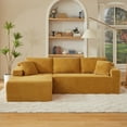 thumbnail image 3 of Muumblus Modular Sectional Sofa, Oversized L-Shape Cloud Couch, Modern Corduroy Sleeper Couches for Living Room, No Assembly Required, Yellow (Left Facing Chaise), 3 of 6