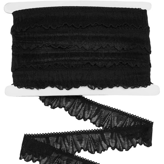 20 Yards Black Stretch Laces Trim 1-3/8 inch Wide Elastic Chinlon Lace Ribbon Flexible Lace Edging for Dress Lingerie Clothing Costumes & DIY Fashion Decoration