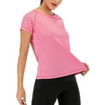 thumbnail image 5 of LELINTA Women's Plus Size Short Sleeve Women Quick Dry Slim Fit Yoga Tops Activewear Sports T-Shirt Pink/ Blue/ Grey, S-3XL, 5 of 7