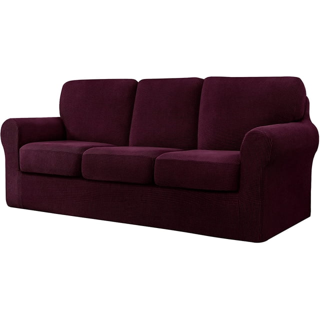 CHUN YI Stretch Checks Spandex Sofa Cover Separate Backrests Cushions Cover Slipcover