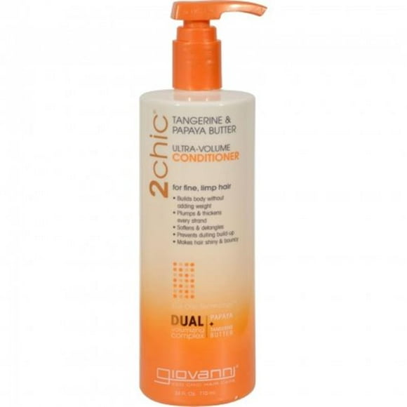 Giovanni Hair Care Products 1263979 Ultra-Volume 2chic Conditioner, Tangerine & Papaya Butter - 24 fl oz