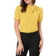 thumbnail image 5 of INSPIRAR CHIC Blusas de Verano para Mujeres de Color Sólido con Lazo en el Cuello y Mangas Cortas para Usar en el Trabajo Amarillo 3XL, 5 of 7