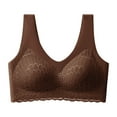 thumbnail image 5 of Amidoa Lace Bras for Women Wireless Seamless Brown Push-up Bralette Women's Lingerie L, 5 of 5