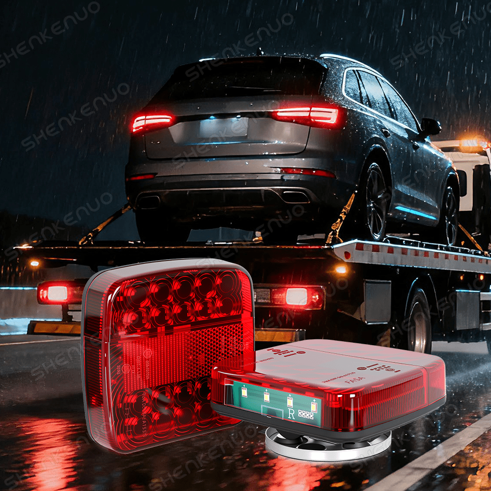 HMCYCI Magnetic Trailer Lights LED Kit, 12-24V Wireless Magnetic Tail Light LED Towing Lights Kit for Trailer Truck Boat RV Pickup Towing Camper Caravan
