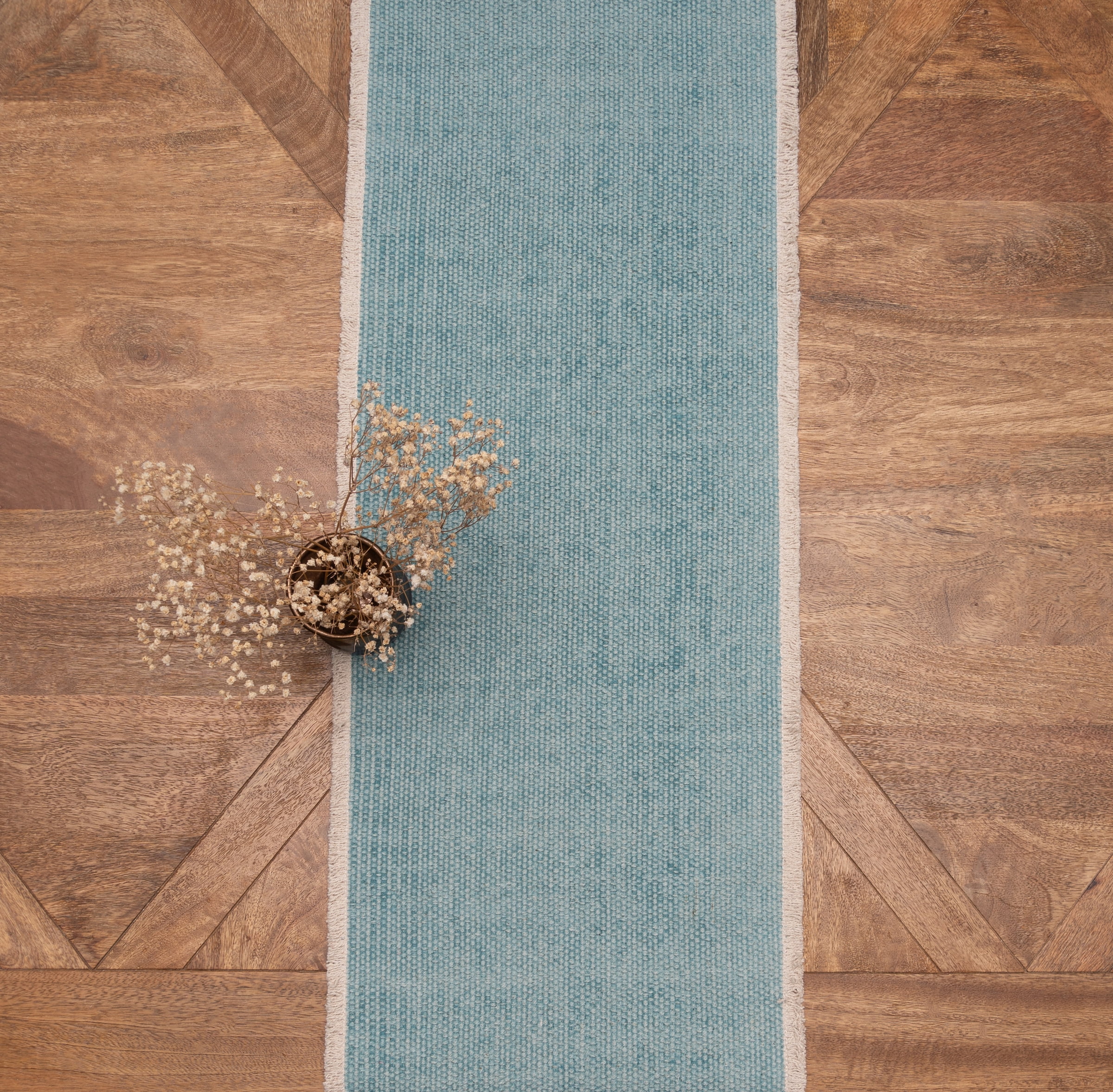 Fringed Sea Glass Table Runner 14" x 72"
