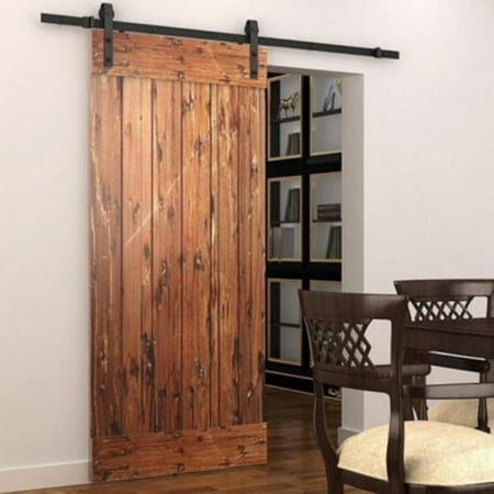 5ft Sliding Barn Door Wood Hanging Rail Type Black 5ft Sliding Barn Door Wood Hanging Rail Type Black Track