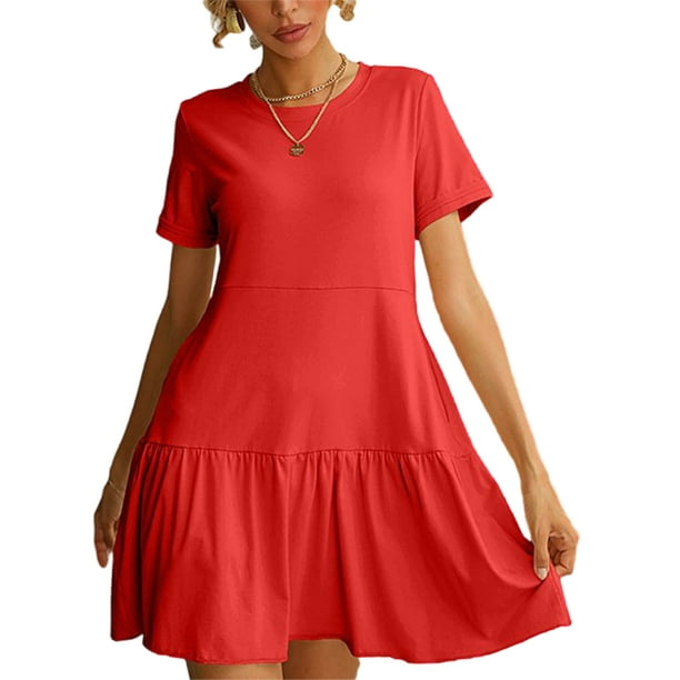 Red t best sale shirt dress walmart