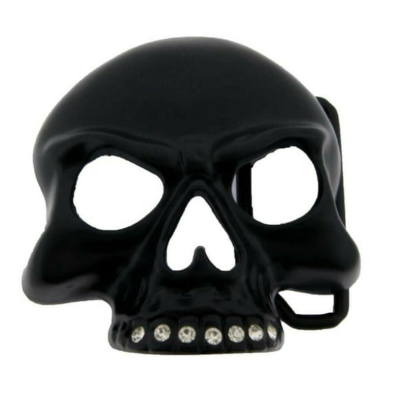 Unisex Skull Belt Buckle Halloween Party Costume Rock Rebel Half Skull Black Finished some Stones