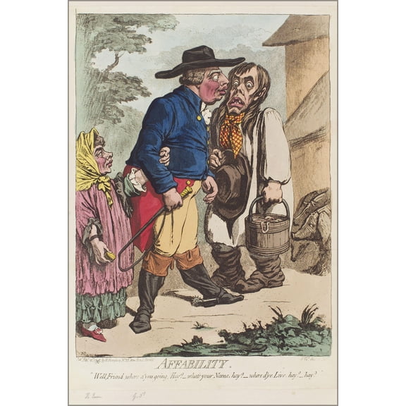 24"x36" Gallery Poster, Affability' Charlotte Sophia of Mecklenburg Strelitz; King George III by James Gillray