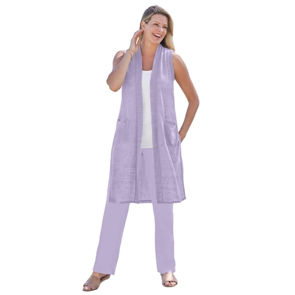Woman Within Plus Size Lightweight Linen Vest Sweater