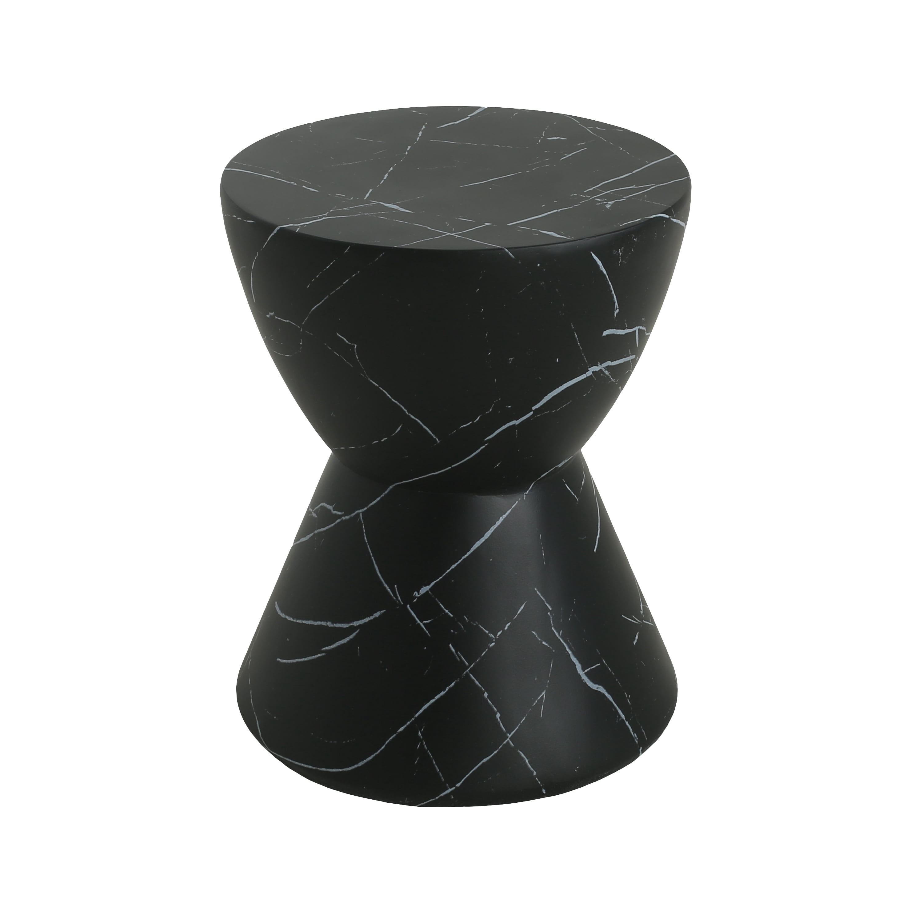 Side End Table, Outdoor Lightweight Concrete Table for Patio Balcony Garden, Black Marble