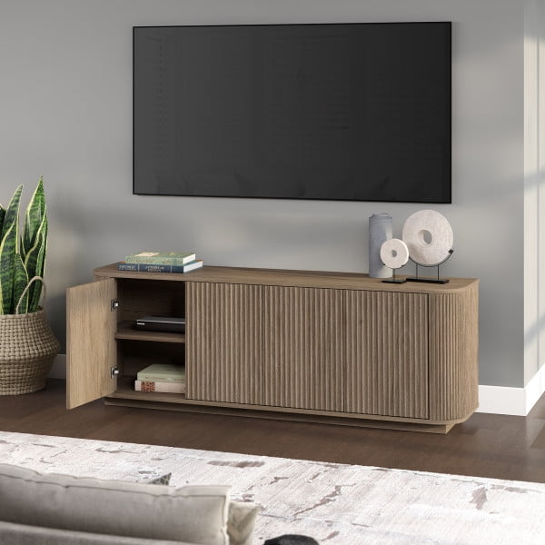 Canton Rectangular TV Stand for TV's up to 75" in Antiqued Gray Oak