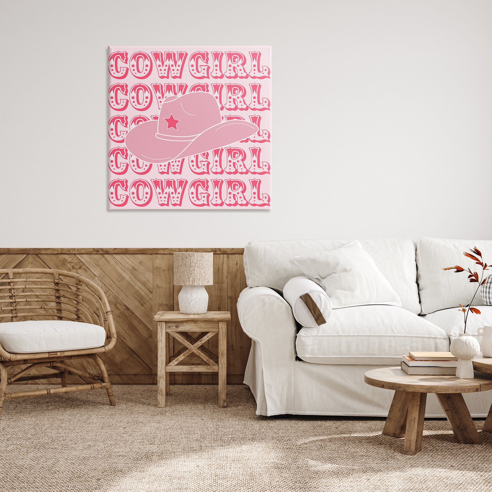 Stupell Industries Blush Pink Cowgirl Beauty & Fashion Painting Gallery Wrapped Canvas Art Print Wall Art, 36 x 36