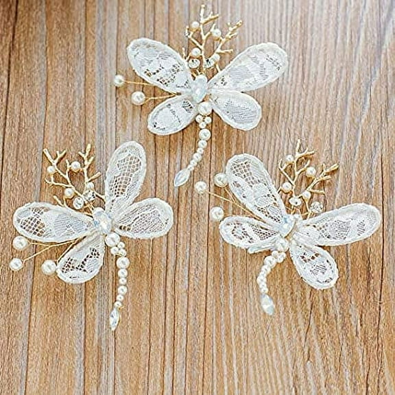 3 Pcs Fancy Gold Tone Alligator Hair Clips Dragonfly Starfish Hair Clips Bridal Pearl Prom Hair Pins Wedding Hair Barrette Accessories Jewel Hair Pin for Women Girls