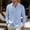 Sky Blue, variant on Linen Button Down Shirts for Men Long Sleeve Casual Beach Tops Lightweight Breathable Collared Shirts with Chest Pocket Summer Vacation Holiday Everyday Wear