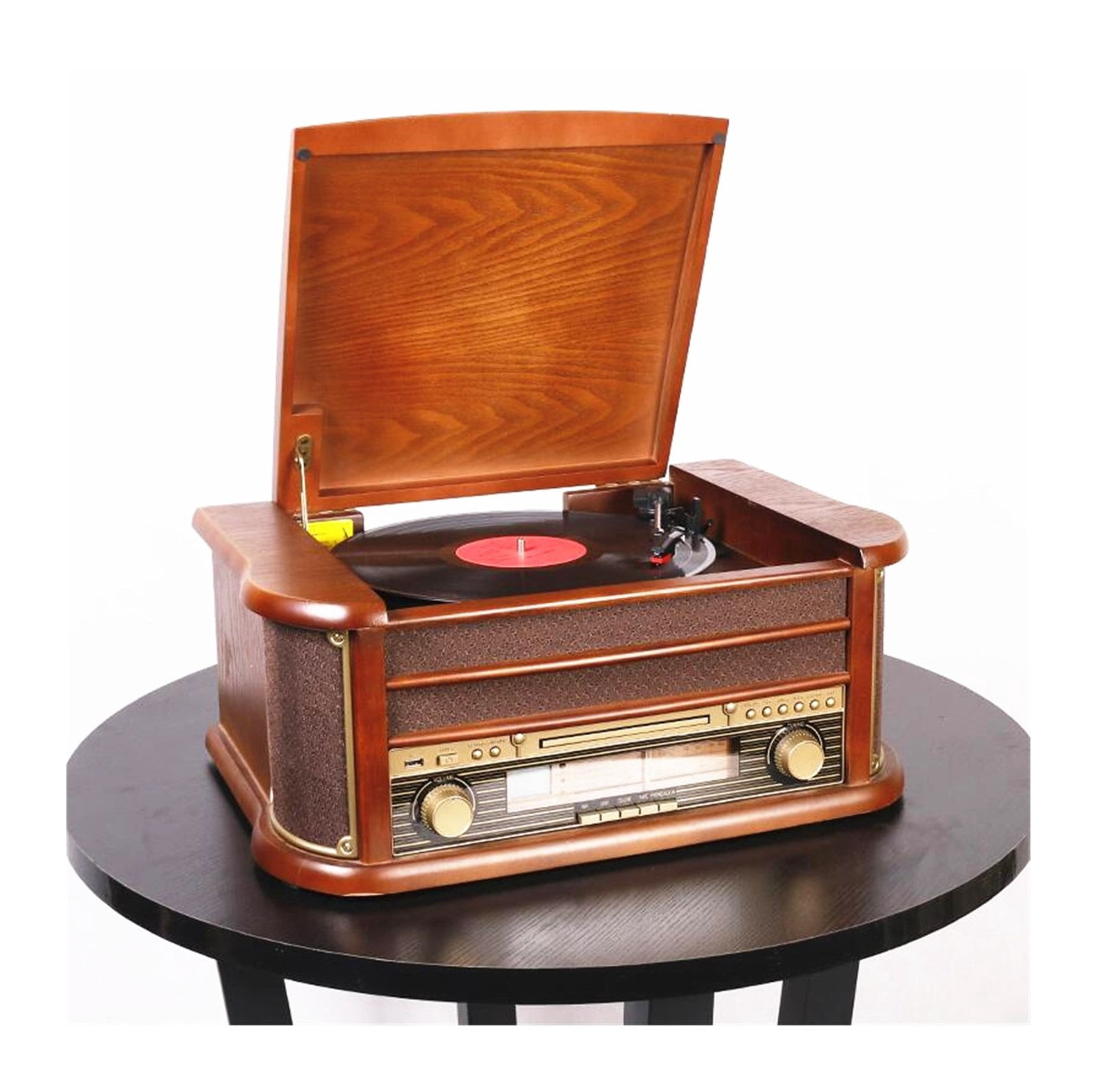 HX Classic Retro LP Vinyl Gramophone Record Player Bluetooth Turntable CD Player Retro FM Radio 220v ,Easy to Install