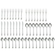 Mainstays Swirl 49 Piece Stainless Steel Flatware and Organizer Tray Set, Silver, Service for 8 3.29 lb